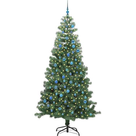 Sapin de Noël,Arbre de Noël avec 300 LED avec support Vert 240 cm PVC CFW16656 (1/5)