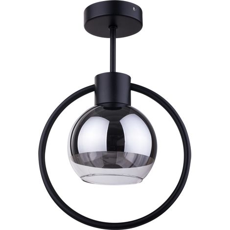 Plafonnier moderne noir verre argent Linda E27 Sigma