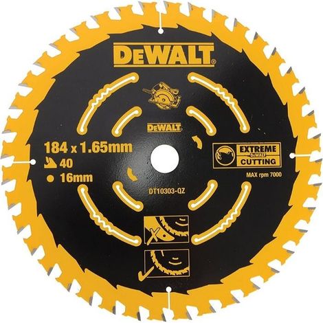 Dewalt – Lame de scie circulaire 184 mm – Denture aiguisée pour bois dur – Rainures anti-vibrations – Double durée de vie (1/4)