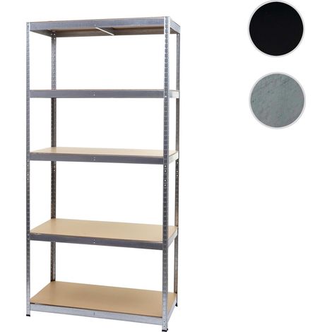 Mendler – Étagère pour charges lourdes emboîtable – 5 niveaux en bois – Charge 175 kg par niveau – Métal laqué 180x90x40cm – Noir