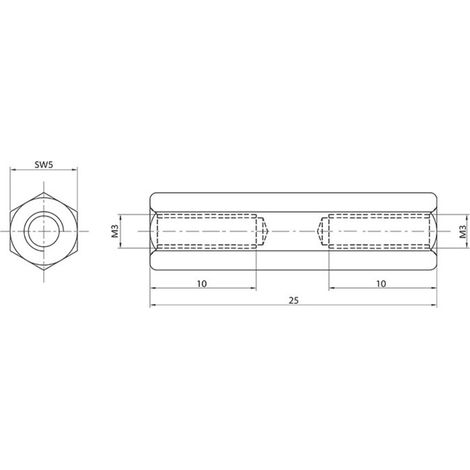 Entretoise M3-M3 econ connect D3X25I5MH laiton (nickelé) 1 pc(s)