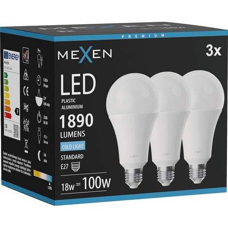 Mexen Nova 3x Ampoule LED E27, A70, 18W, Froid - 6500K, 1890 lm - L100-E27-1865-01x03 (1/3)