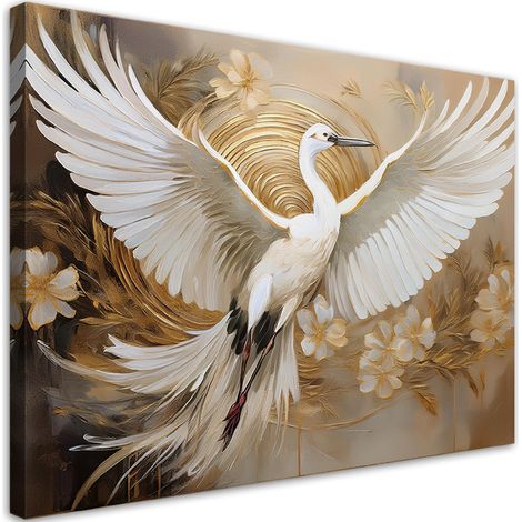 Quadro su tela, Uccelli Fiori Astrazione - 60x40 (1/5)