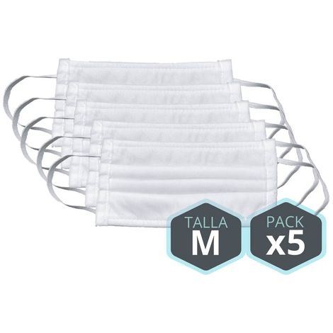 Pack 5 Mascarillas higiénicas niño talla M lavables/reutilizables