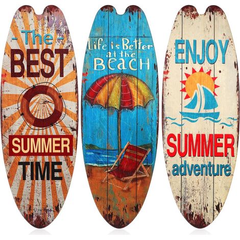 Tavolette Surf Decorazione Parete Spiaggia Legno Set 3 (1/5)
