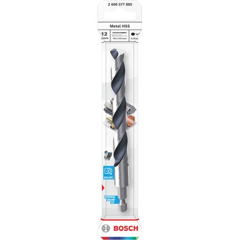 Bosch Metal-Spiralbohrer HSS, 12 x 101 x 151 mm, HEX 1/4 Schaft