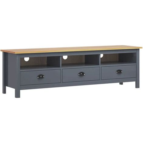 vidaXL TV Cabinet "Hill" Grey 158x40x47 cm Solid Pine Wood