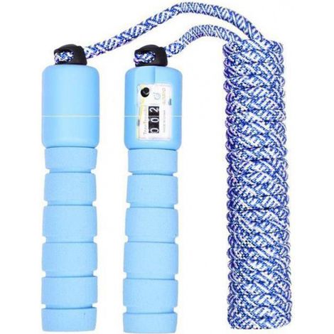 Corde à sauter avec poignées antidérapantes intégrées - bleu ciel