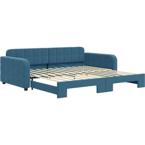 vidaXL Divano Letto con Letto Estraibile Blu 100x200 cm in Velluto (1/5)