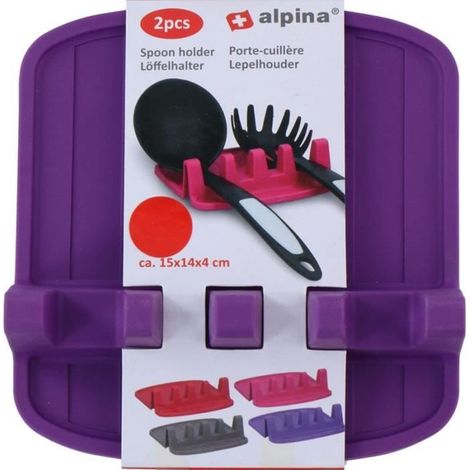 Porte-cuillère - ALPINA - Violet - Silicone - Rangement facile - 15x14x4 cm