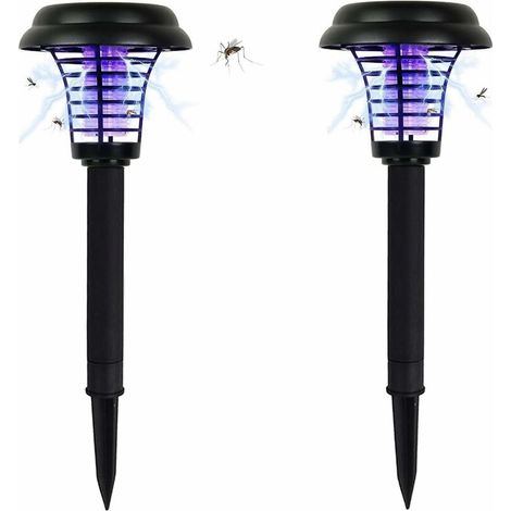 Lot de 2 Lampes solaires répulsives pour extérieur,Anti-moustiques,Anti-Insectes électroniques,Anti-moustiques,Anti-Insectes,Anti-vers,Anti-moustiques et éclairage de Jardin(Path UV Light) (1/5)