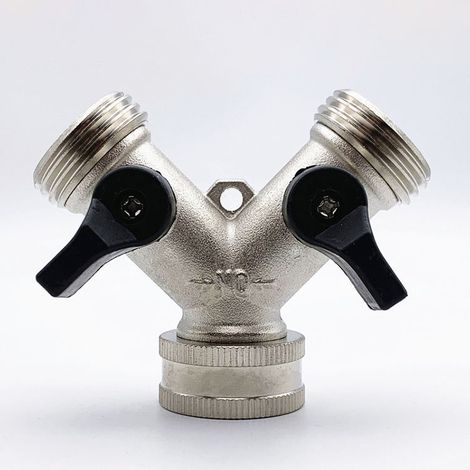Raccord en laiton G3/4 pour jardin, splitter Y à deux voies, robinet à tournant sphérique, finition chromée argent, lot de 5 pièces (1/4)