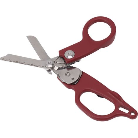 Ciseaux d'urgence, ciseaux pliants multi-usages en alliage d'aluminium pour une utilisation intérieure et extérieure, rouges (1/5)