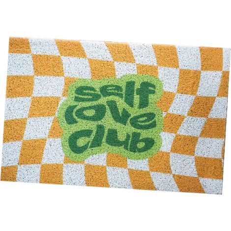 Tapis de cuisine damier lavable, tapis de couloir antidérapant, descente d’entrée pour maison restaurant bureau jaune (1/5)