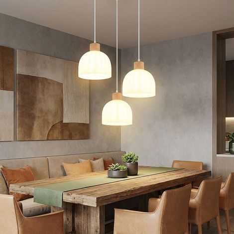 Pendelleuchte Hängeleuchte Deckenleuchte Metall weiß Glas höhenkürzbar D 130 cm