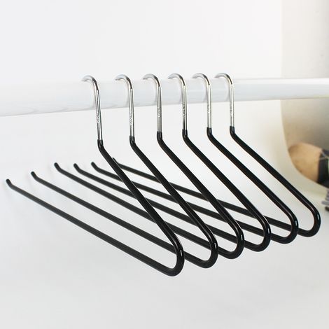 Rutschfeste, PVC-beschichtete Metallkleiderbügel, 35 cm, 2er-Set, schwarz – Geeignet für Kleiderschränke und Balkone (1/5)