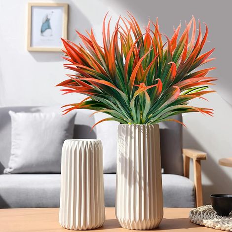 Lot de 8 fausses plantes d'extérieur résistantes aux UV, plantes tropicales artificielles pour balcon, jardin, terrasse, déco entrée et potager (1/5)