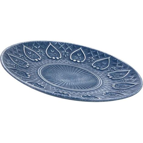 Bandeja de decoración de madera azul 35x35x3h cm