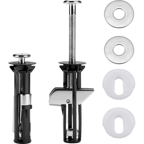 Kit 2 Pièces Fixation Abattant WC - Acier Inoxydable - Vis Longues Universelles - Remplacement Charnières Clipsables - Salle de Bain et Camping-car - Argenté (1/5)