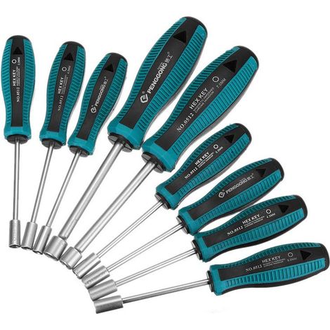 Lot de 9 clés à douille non magnétiques en métal avec écrou hexagonal 3 à 8 mm (1/5)
