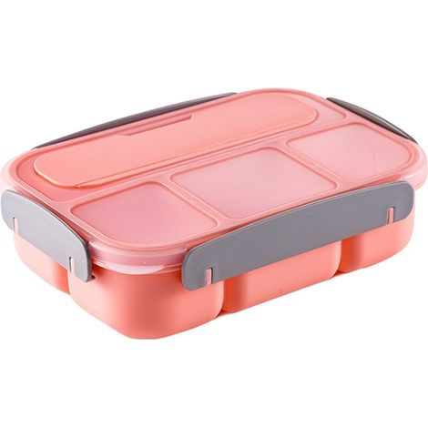 Portapranzo, in polipropilene, a tenuta stagna, con posate, 4 scomparti, rosa (1/5)