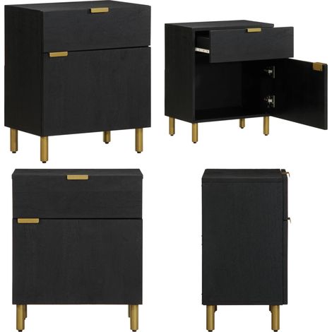 vidaXL Table de chevet noir 50x33x60 cm bois d'ingénierie (1/5)