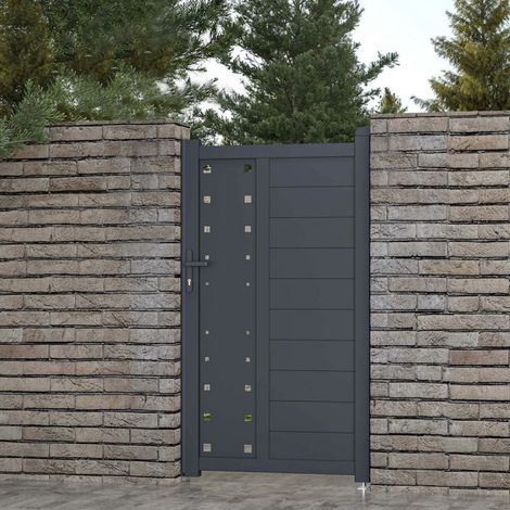 Portillon battant aluminium 100x158 cm anthracite serrure incluse