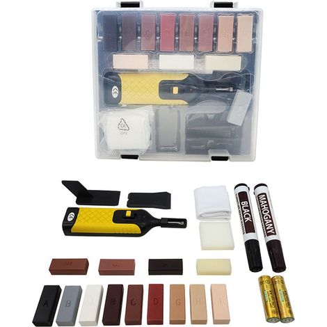 Kit de Réparation Parquet Sol - Cire en Différentes Couleurs pour Réparations Stratifié Laminé - Outil Retouche Rayure