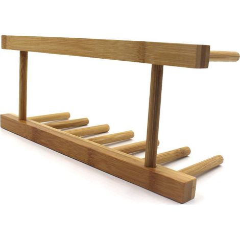 1 Rangement vaisselle en bambou, 6 fentes, support assiettes et couvercles, organisateur cuisine stable(Troisième trimestre : septembre) (1/5)