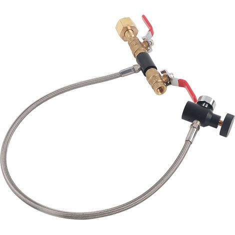 Adaptateur de remplissage de bouteille de CO2 CGA-320 avec tuyau pour le remplissage de réservoirs de soda de 24 pouces avec manomètre (1/5)