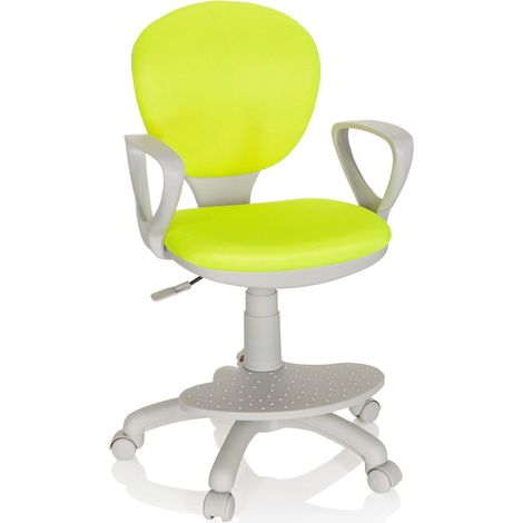 Chaise de Bureau pour Enfant Kid Colour G1 Fauteuil pivotant avec Repose-Pieds et Assise réglable en Hauteur, Ergonomique, Tissu Vert/Gris (1/5)