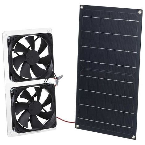 Kit de ventilateur à panneau solaire, 100 W, résistant aux intempéries, avec ventilateur CC pour petits poulaillers, serres, abris de jardin, maisons pour animaux, échappement de fenêtre (1/4)