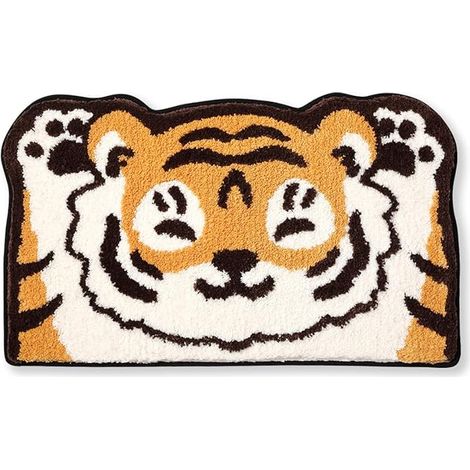 Katzen-Badematte, Plüsch-Mikrofaser, wasserabsorbierend, Badteppich, rutschfest, weich, dick, zottelig, Tier-Fußmatten, maschinenwaschbar, Tiger, 45,7 x 76,2 cm