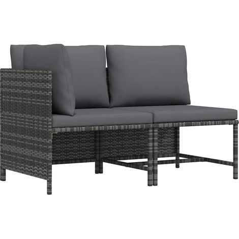 Salon de jardin 2 pcs Ensemble Table et Chaise de Jardin - avec coussins Gris Résine tressée BV785375 - BonneVie (1/5)