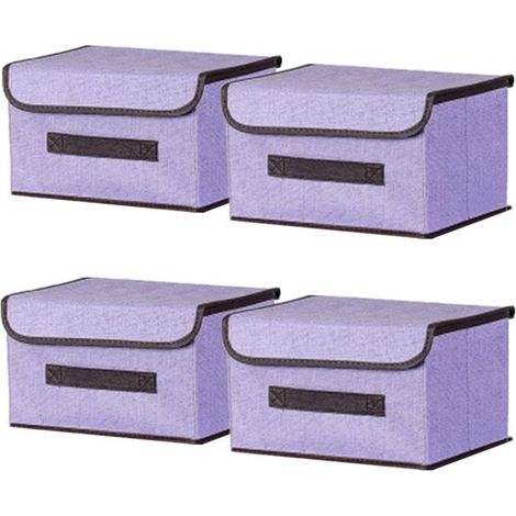 4 faltbare Aufbewahrungsboxen aus Stoff mit Deckel, 26 x 19 x 16 cm, lila (1/4)