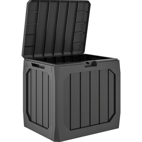 Caja de almacenamiento de jardín 121 L de plástico negro (1/4)