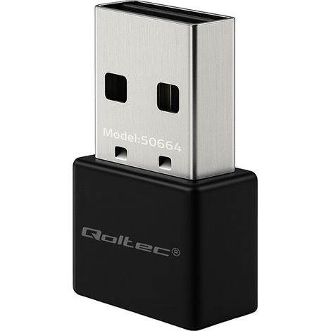 Scheda di rete esterna Qoltec  Adattatore Wi-Fi mini USB ultraveloce  Alimentazione CA standard  USB 3.0  650 Mb/s  2,4 GHz  5 GHz (1/5)