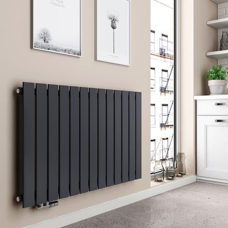 EMKE Radiateur eau chaude en acier Mural Anthracite 63x100cm 730W Simple Couche