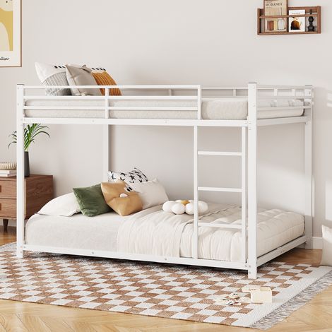 Letto a castello 140x200 cm - letto per bambini/adulti in metallo - Design classico - Salva spazio - bianco (1/5)