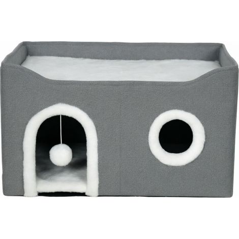 Casa pieghevole per gatti con cuccia rialzata, tiragraffi e cuscino reversibile 60x40x34 cm (1/5)