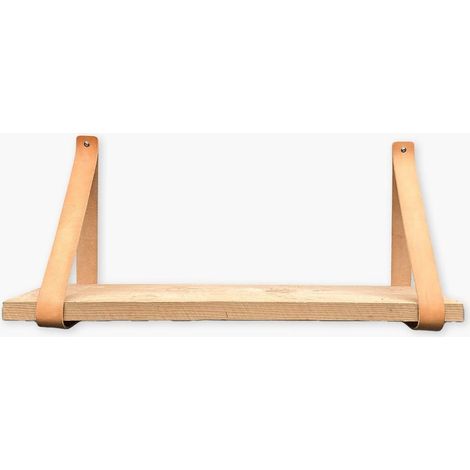 Supports d'étagères en cuir - Naturel - 2 pièces Supports muraux - Sangles d'étagères - Cuir pleine fleur