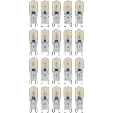 Lot de 20 ampoules LED G9 5W à intensité variable pour le remplacement de lampes, 220-240V blanc chaud (1/4)