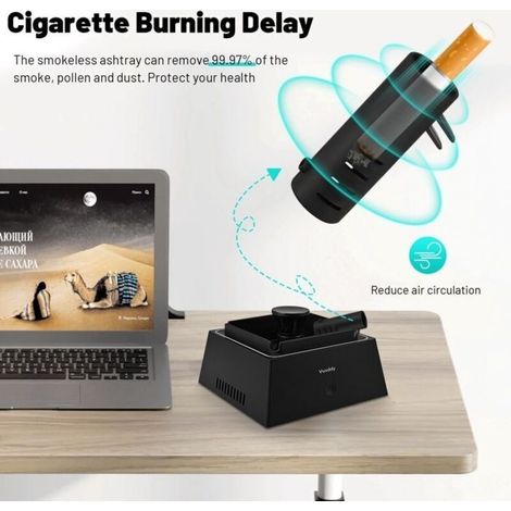Cendrier Aspirateur de Fumée, Cendrier Électronique Intelligent Anti Odeur, Cendrier Électrique avec Purificateur Dair (1/4)