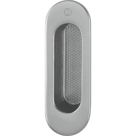 Poignée de porte coulissante Omega - Poignée ovale 34 x 150 mm - Poignée d'entrée - Effet aluminium inoxydable (1/3)