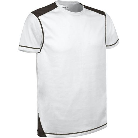 Camiseta de manga bicolor, de poliéster transpirable Bird-Eye VALENTO BRICKPLUS XXL Blanco/Negro