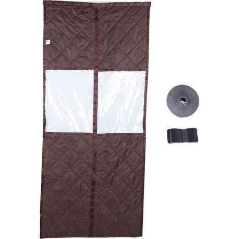 Rideau de porte isolé par aimant, couverture thermique d'hiver avec fenêtre transparente, garde l'air froid à l'extérieur pour porte d'entrée de maison de 36,61x77,17 pouces, couleur café (1/5)