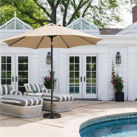 Yaheetech Pied de Parasol 12 kg Lestage pour Parasols en Résine et Fer pour Terrasse, Piscine, Patio, Jardin, Restaurant Bronze Φ46×33 cm (1/5)
