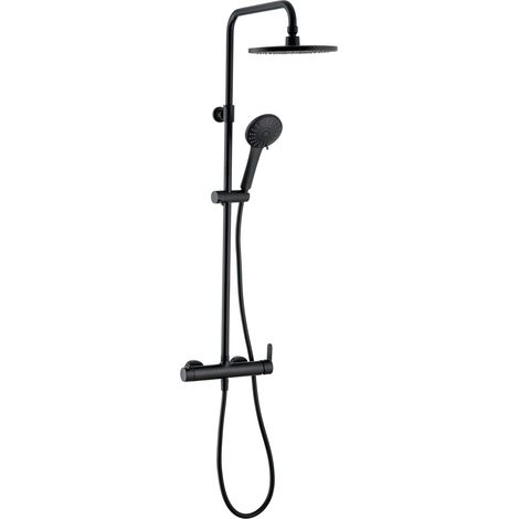 Wirquin – Colonne de douche hydromassante 60722892 – Mitigeur mécanique en laiton – 5 jets – Hauteur réglable 90 à 115 cm – Pomme de tête 23 cm (1/6)