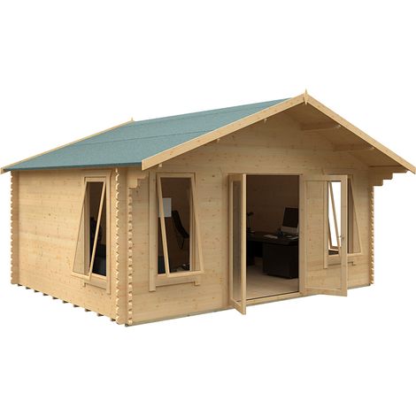 12x18 The Sutton 44mm Cabin - L355 x W535 x H302.9 cm - Solid Wood/Softwood/Pine - Natural