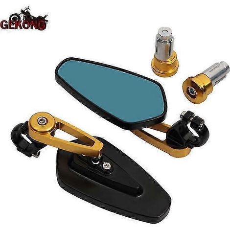Pour Ducati Monster 696 795 796 797 821 937 S2R 800 : poignées de guidon en alliage d'aluminium 22 mm (7/8"), rétroviseurs latéraux, sans logo, couleur or. (1/5)
